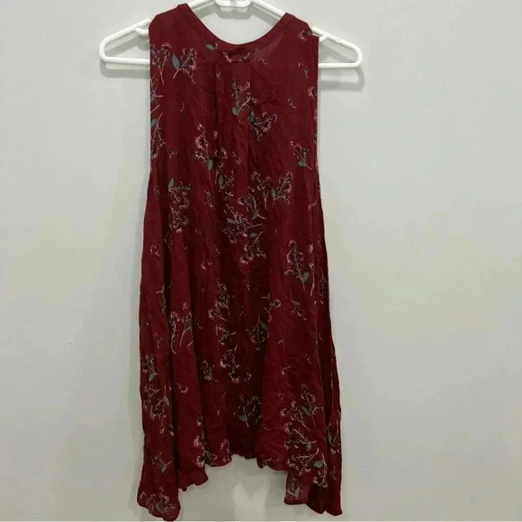 Free People Tree Swing Crimson Floral Sleeveless Tunic Top Size s - Picture 7 of 9
